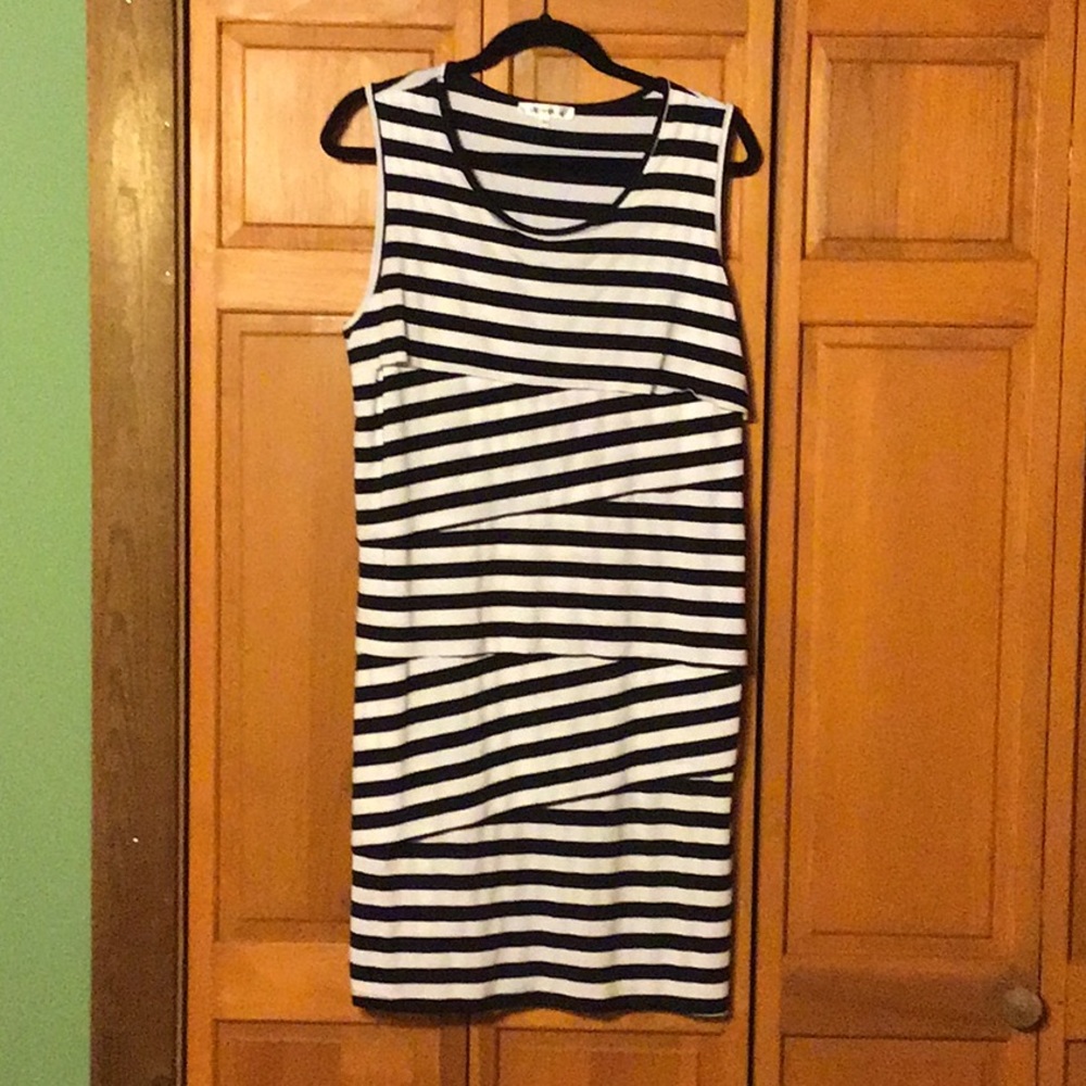 Violet Ruby black/white striped dress, large